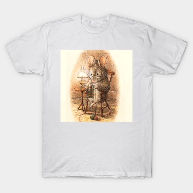 “Mrs Mouse Knitting” by Beatrix Potter T-Shirt by PatricianneK